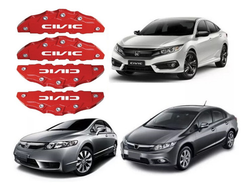 Imagem 2 de 4 de Capa Pinca De Freio Tuning 4 Peças Civic + Cola Grátis