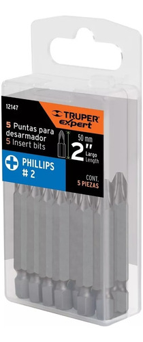 Kit Con 5 Puntas De Cruz Ph2 Largo 2  Truper Expert 12147