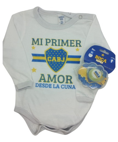 Kit Body Boca Juniors Algodon Con Chupete Vaita Boca 