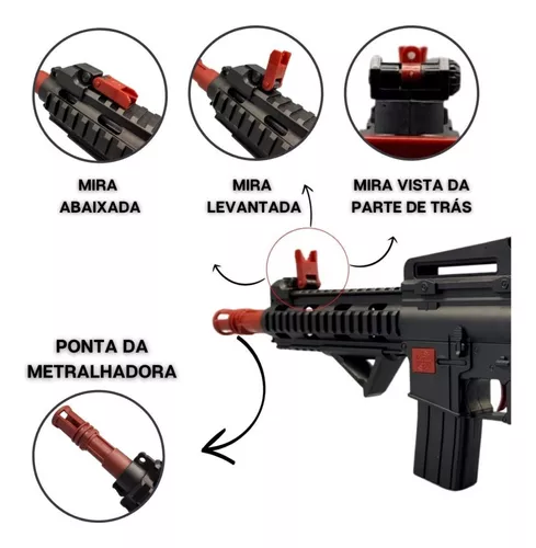 Brinquedo Ak-47 Arminha Lança Dardos E Bolinhas De Gel Grande