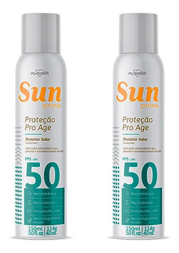 Protetor Solar Spray 50 Fps Sun Prime 150ml Kit 2 Unidades