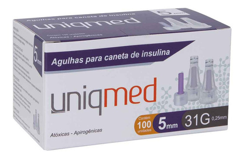 Agulha Para Caneta De Insulina 5mm 31g C/100un Uniqmed