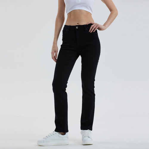 Jeans Mujer Recto Tiro Alto Negro Ii Fashion's Park