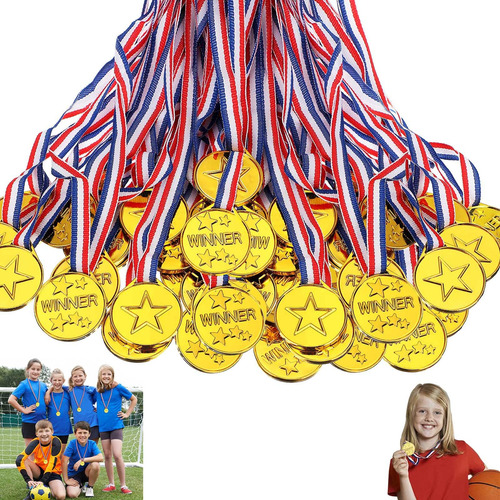 100 Pzs Medallas Deportivas De Ganadores Plástico Para Niños