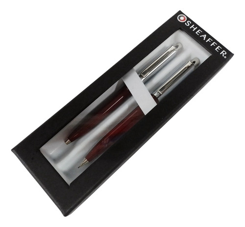 Bolígrafo + Portaminas 0,7 Sheaffer Sentinel Brushed Tinta Azul Exterior Burgundy Chrome