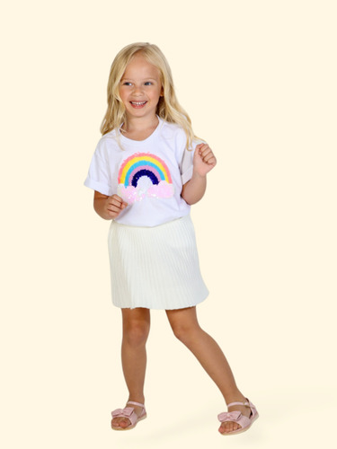 Camiseta Infantil Menina Arco-íris - Branca