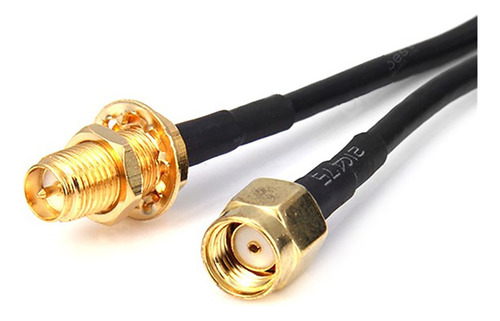 Cabo Extensor Pigtail 50cm Rgc58 Rp-sma Macho + Rp-sma Femea Cor Preto