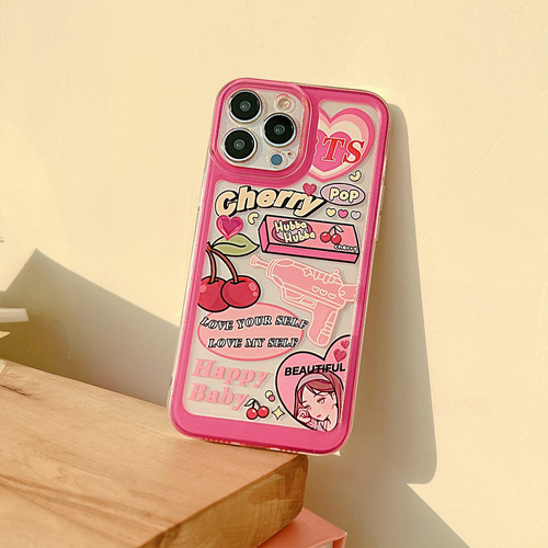 Funda Para iPhone Con Cherry Msg Cereza + Cristal Templado