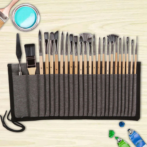24 Pinceles De Pintura Profesional, Juego De Pinceles De
