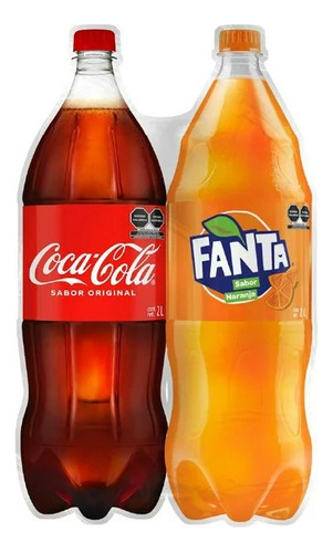 2 Pack Refresco Cola Y Naranja Coca Cola 2 L