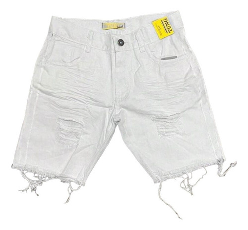 Bermuda Shorts Jeans Masculina Branca 