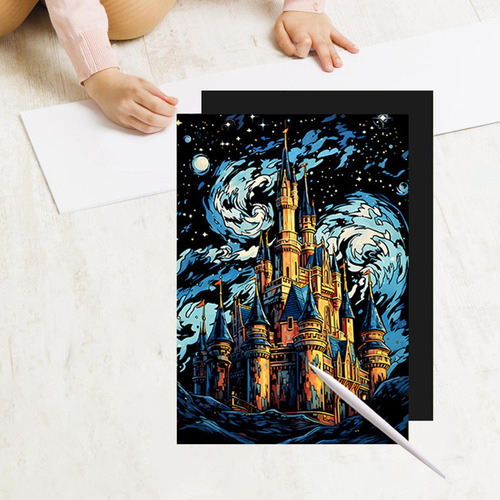 Conjunto De Arte Em Papel Para Arranhões, Kit De Castelo