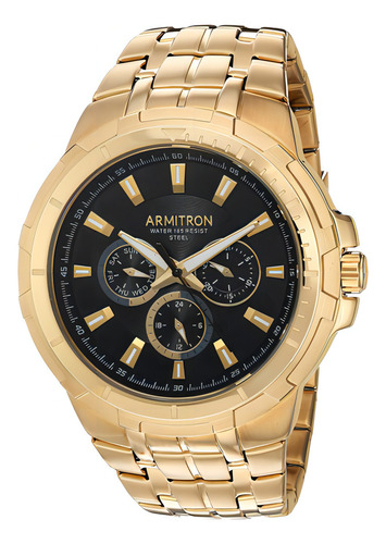 Reloj Armitron Caballero Extensible Color Dorado 205144bkgp Color del fondo Negro