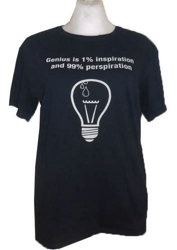 Playera Negra Con Estampado De Foco Genios Talla M (Usado)