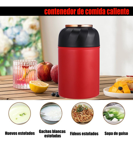 Termo Portatil Comida Caliente Fría Sopa Acero Inox. 500ml Rojo