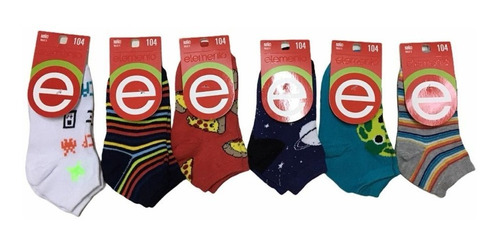 Imagen 3 de 10 de Pack X 12 Elemento Soquetes Niños Estampada Art 104 T: 1-2-3