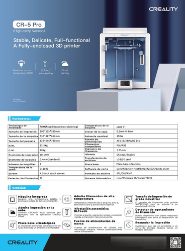 Impresora 3d Creality Cr-5 Pro H Cerrada Estable Y Funcional
