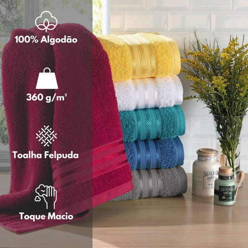 Kit C/ 6 Toalhas De Banho Santista Royal Knut 100% Algodão Cor Sortida