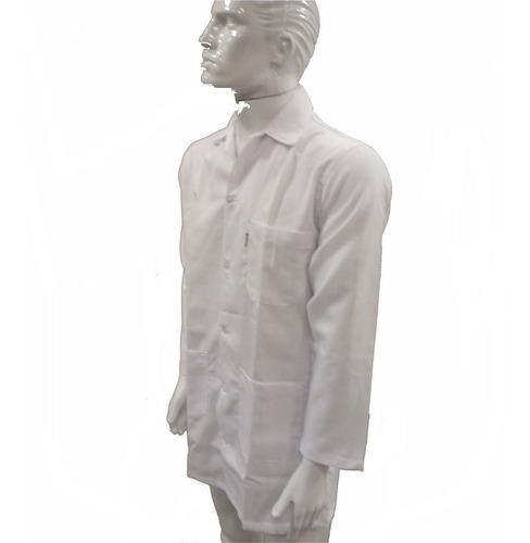 Imagem 3 de 7 de Jaleco 3/4 Plus Size Unissex Oxford Branco Mangas Compridas