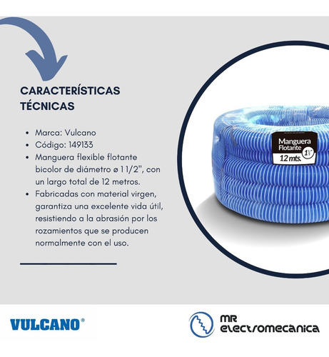 Imagen 3 de 10 de Manguera Vulcano Pileta Diam. 1 1/2 X 12 Metros - 149133