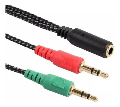 Cable Audio Estéreo 2 Machos A 1 Hembra 3.5 Mm Pc Diademas