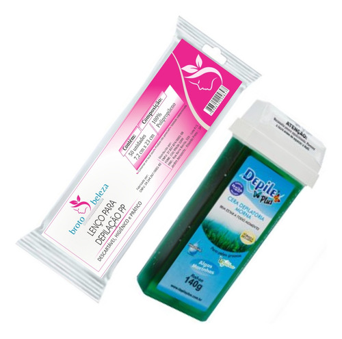 Kit Depilar Em Casa Cera Roll-on Algas 140g + Lenço Tnt