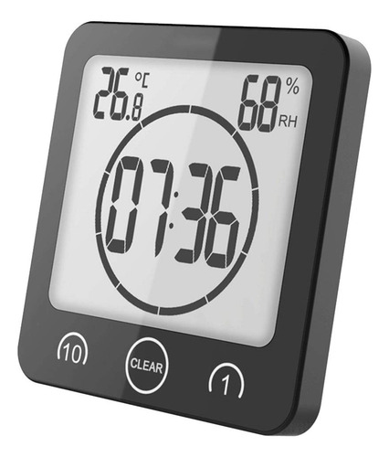 Reloj De Ducha Digital Cronómetro Impermeable Negro