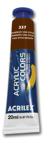 Tinta Acrílica Acrilex 20ml - Acrylic Colors - Tela E Outros Cor 337 - Marrom Van Dyck