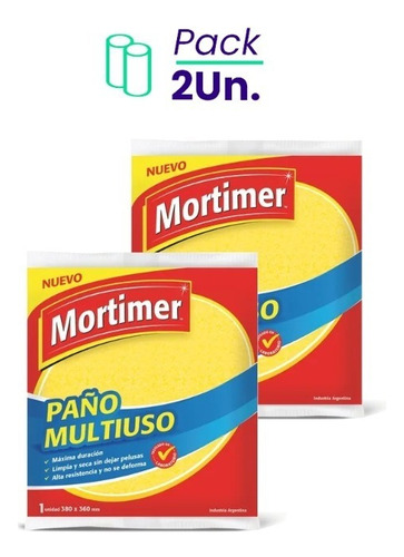 Paños Multiuso Limpia Sin Dejar Pelusas Mortimer X3 X2 Color Amarillo