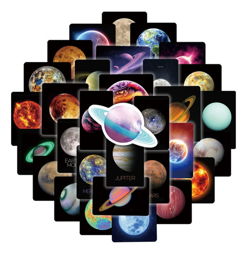 50 Packs Universe Planets Stickers Water Bottles Nv6ds