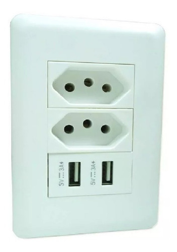 Enchufe Pared Con Usb, Universal 2 Toma Corriente Y 2 Usb...