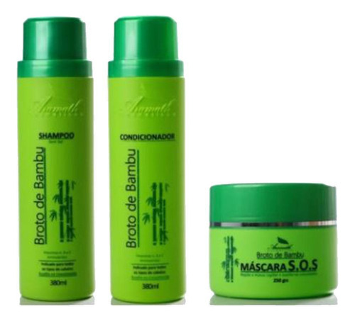 Kit Shampoo, Cond E Máscara Broto De Bambu Aramath Home Care