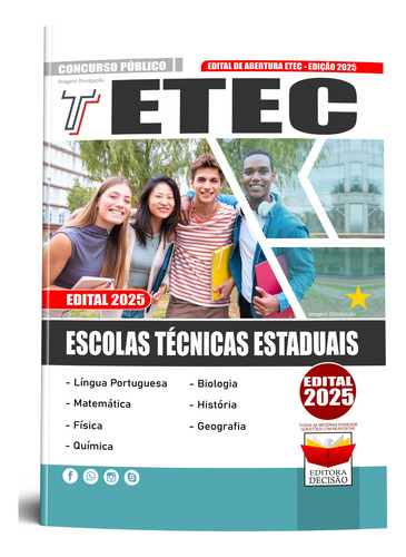 Apostila Etec - Escolas Técnicas Estaduais + Caderno De Provas E Redação - Edital - Atualizada - Concurso