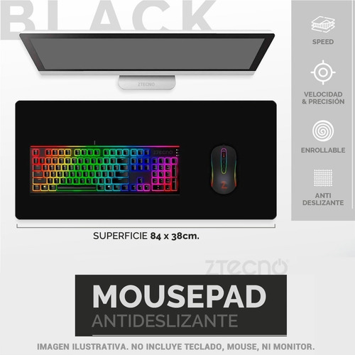 Imagen 4 de 5 de Pad Grande Xl 84x38cm Gamer Oficina Mouse Y Teclado Pc
