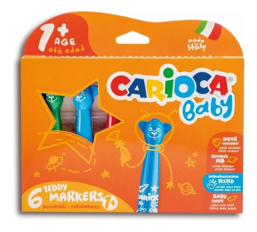 Marcadores Para Bebés Carioca Baby X 6 Colores Punta Redonda