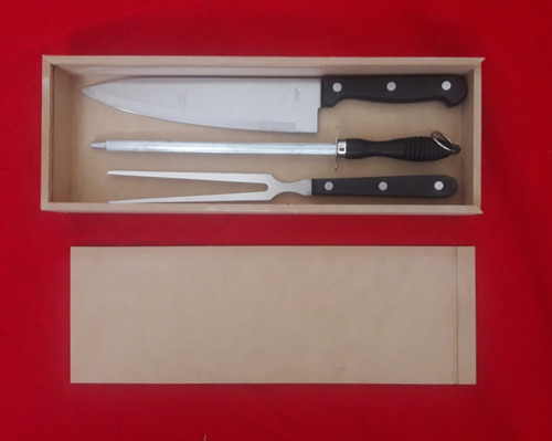 Set Cubiertos Para Asado: Cuchilla+trinchante+chaira+caja