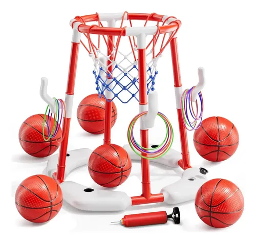 Aro De Baloncesto Flotante 2 En 1 Para Piscina – Baloncesto Y Fútbol En El Agua – Desmontable Con 2 Pelotas Inflables – Para Niños Y Adultos