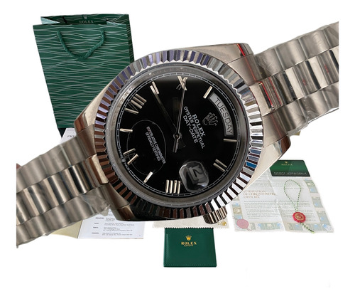  Reloj Rolex Day Date Automatico Plateado Zafiro 40mm Negro (Reacondicionado)