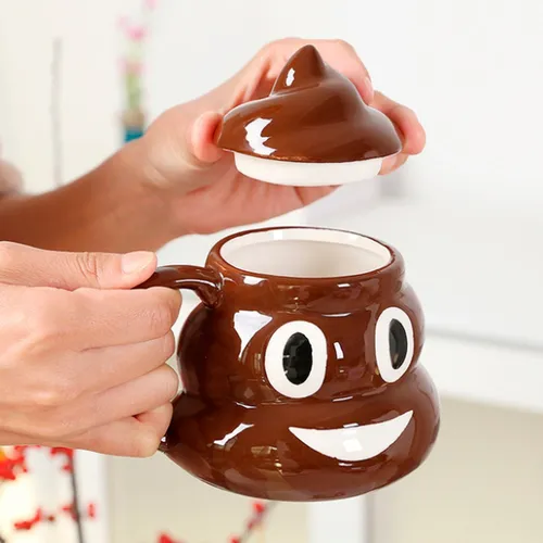 Taza Emoji Popo Caca Ceramica Tapa Kawaii Mug Broma