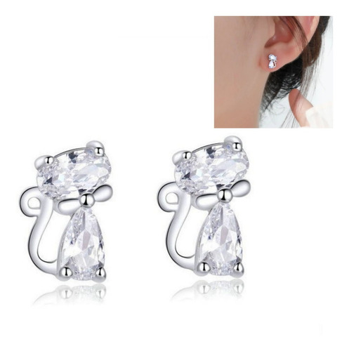 Aretes Topos Gato Plata Mujer Regalo Joyas