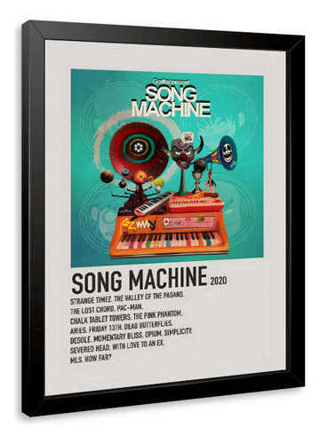 Poster Gorillaz Song Machine, Quadro Com Moldura 33x24cm
