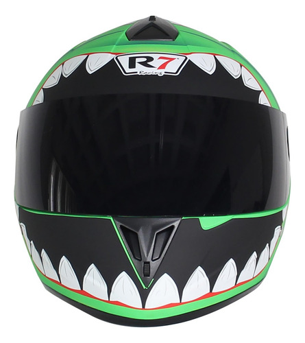 Casco para moto integral R7 Racing Troll  verde mate  troll talla M 