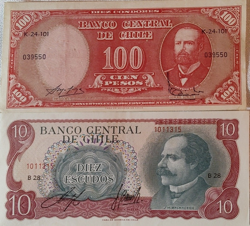 2 Billetes Chile Diferentes Xf (bb54