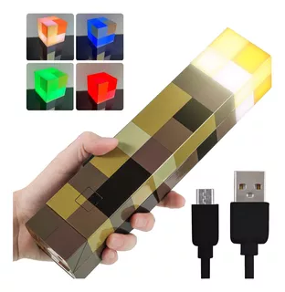 Lámpara Antorcha Minecraft Brownstone Luz Nocturna Led De S