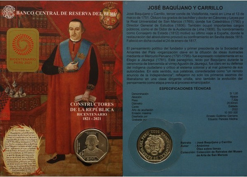 Blister Bicentenario Colección De José Baquíjano Y Carrillo