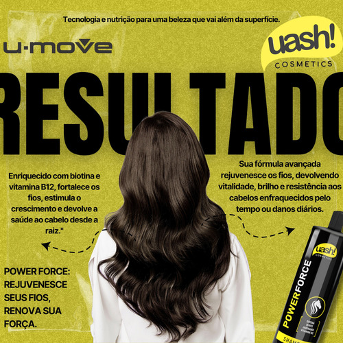 Shampoo Uash Power Force 900ml Fortalece Da Raiz As Pontas