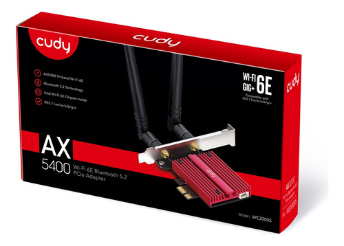 Tarjeta Wifi 6e Cudy We3000s Pci-e Ax5400 + Bluetooth 5.2