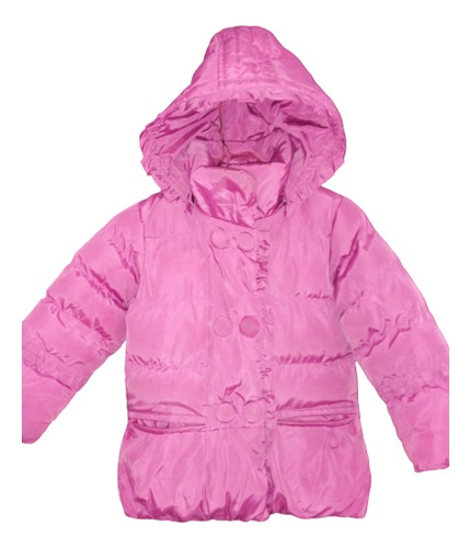 Campera De Niña 3 Años, Nylon Rosa Y Guata Con Bolsillos 