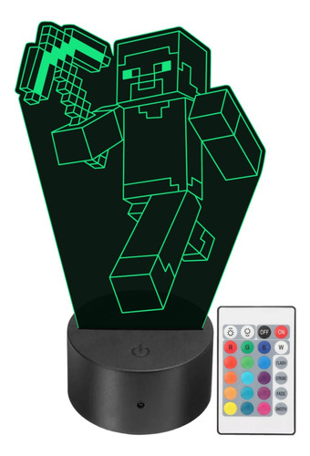 Lámpara Led Steve Minecraft Acrílico Rgb Personalizada