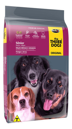 Alimento Three Dogs Senior Raza Mediana Grande X 3 Kg
